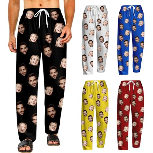 AIFLM Personalized Pajamas Pants For Men Custom Pajama Pants Pajama Bottoms Sleepwear Funny Pj Pants With Photo Face Text