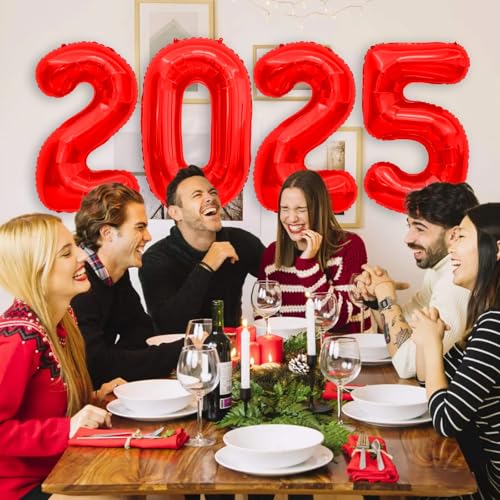Image of 2025 Balloons Red, 40 inch Foil Red Number Balloons 2 0 2 5, New Years Decorations, 2025 Graduation Decorations, New Years Eve Party Supplies 2025, Class Of 2025 Decorations, Graduation 2025