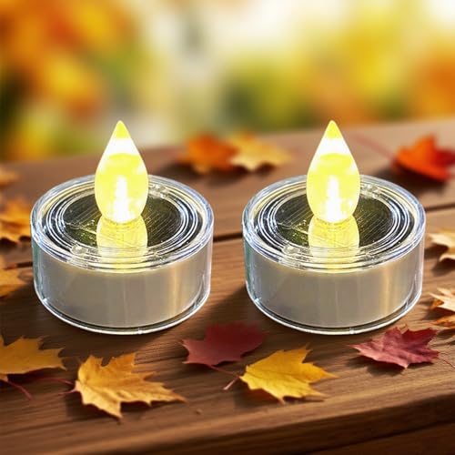 Koboko 2 Stück Solar Teelichter, Wasserdicht Solarkerzen, Warmweiß LED-Kerzen, Flammenlos LED Kerzenlichter für Hochzeit, Garten, Camping, Halloween, Weihnachten, Tischdekoration Koboko 2 Stück Solar Teelichter, Wasserdicht Solarkerzen, Warmweiß LED-Kerzen, Flammenlos LED Kerzenlichter für Hochzeit, Garten, Camping, Halloween, Weihnachten, Tischdekoration