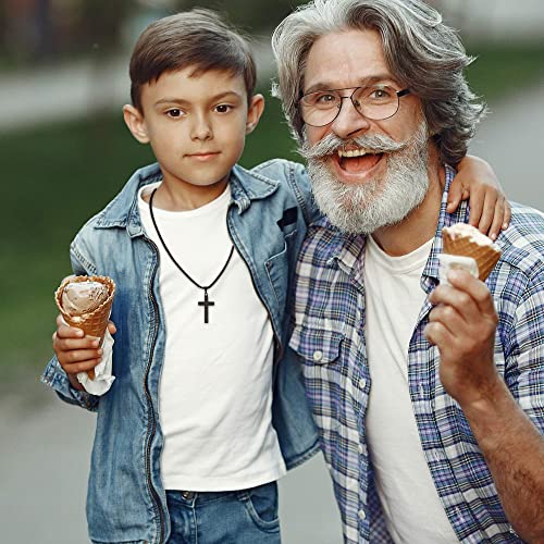 Ieftop Grandson Gifts Grandson Necklaces, Stainless Steel Black Cross Necklace For Men Jewelry Grandson Gifts Fathers Day Birthday Gifts For Grandson Christmas Gifts For Men #TOP3