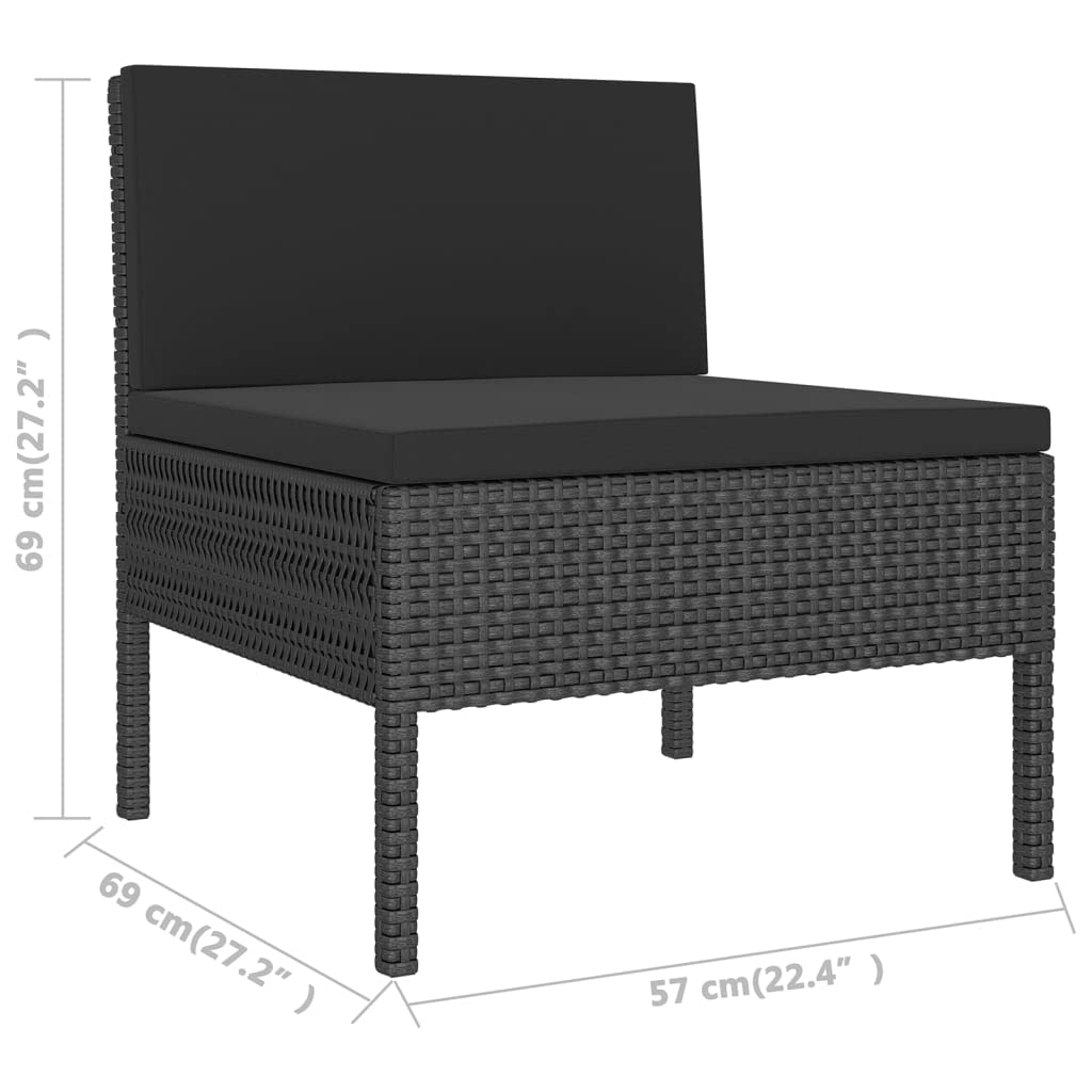 8-częściowy zestaw mebli ogrodowych, polirattan, czarny, z grubymi nakładkami na taras, balkon, odporny na warunki atmosferyczne, stabilna konstrukcja ramy stalowej, łatwy w pielęgnacji