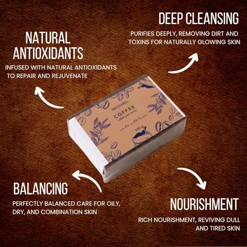 Image of Coffee Soap | Pure & Gentle Bathing Bar for Glowing Skin | Nourishing & Aromatic Soaps for Men & Women | Exfoliating & Antioxidants Cleansing Bar| Soap for All Skin Types | Pack Of 6