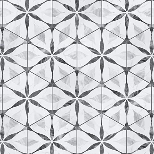 Somertile Classico Bardiglio Hexagon Flower 7" X 8" Porcelain Floor And Wall Tile #TOP7
