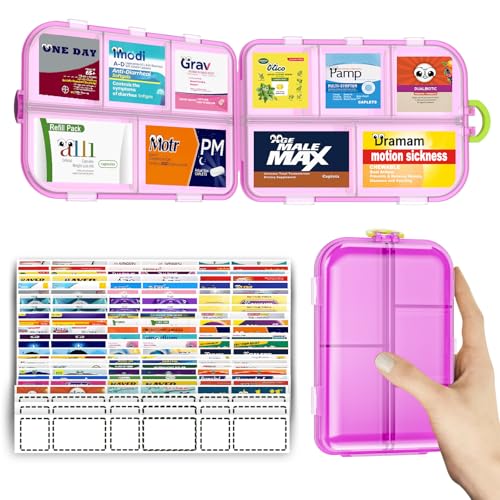Image of Pill Organizer Travel Medicine Case - Daily Pill Organizer with 144 Labels, Portable Travel Essentials for Medication