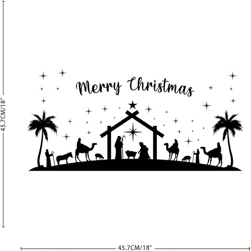 Miniatura 3 de Feliz Navidad, Oh Holy Night, espejos, decoración de pared, mural de belén y cruz, calcomanías de pared para dormitorio, garaje, botellas, vasos,