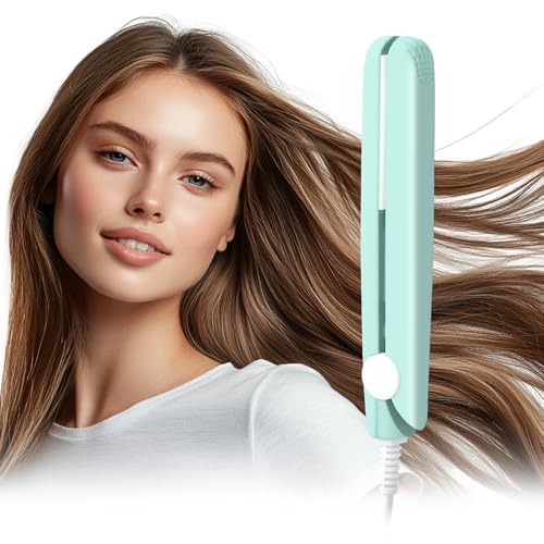 Mini Dual Purpose Curling Iron, 2 in 1 Mini Curling Wand & Flat Iron Hair Straightener, Portable Travel Curling Wand for Women Short Hair, Hair Straightener for All Hair Types