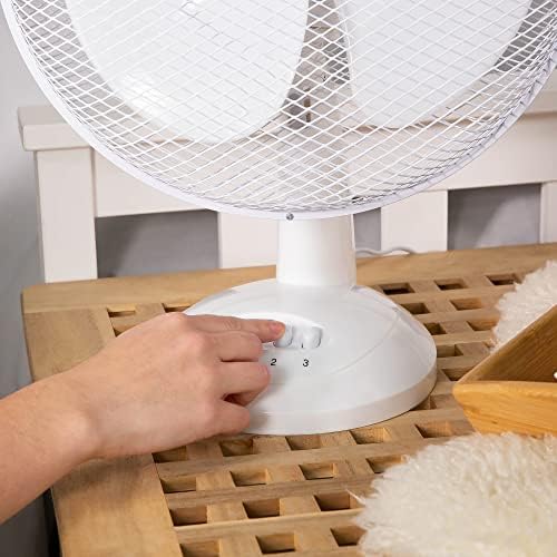 Russell Hobbs 12" Inch, Lightweight, Portable Desk Fan, 3 Speeds, Wide-Angled Oscillation, Powerful Airflow, Quiet Operation, Perfect for Bedroom or Office, White - RHPDF1221 - View 7