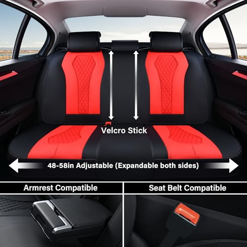 Image of Coverado Car Seat Covers, Rear Car Protectors, Leather Seat Covers, 3-Piece Waterproof Automotive Seat Covers for Back Seats Universal Fit for SUVs & Cars, All-Weather Protection