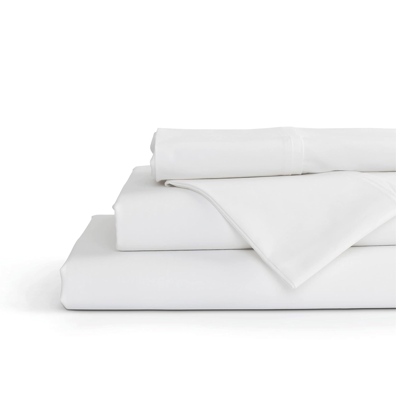 Linen Home Cotton Percale Bedsheet Set, White, King Size (1 Flat-274cm X 274cm, 2 Pillow cases-46 cm x 69 cm), 200 TC, Crisp and Cool