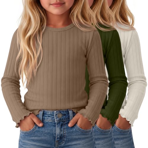 Image of 3 Pack Toddler Girls Cute Long Sleeve Cotton Shirts