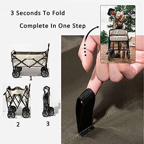 Garten-Klappwagen, tragbar, zusammenklappbar, Outdoor-Wagen, Picknick-Campingwagen, 80 kg max. Belastung, Schubwagen, robust, leicht, Strand, Garten, Picknickwagen, Schwarz – Bild 7