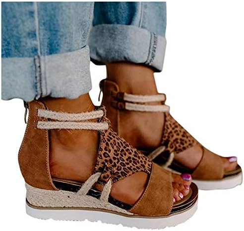 Masbird Sandals for Women Platform,2021 Peep Toe Platform Sandal Shoes Summer Wedges Ankle Strap Shoes Flip Flops Brown