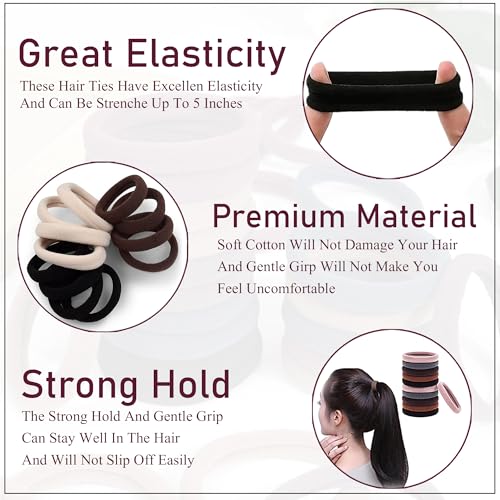 Image of GLUN Hair Rubber, Dark Colours Headband Hair Accessories, Women Hair Bands for Girls Headwear Don't Hurt Hair Bands 100 Pieces Pack