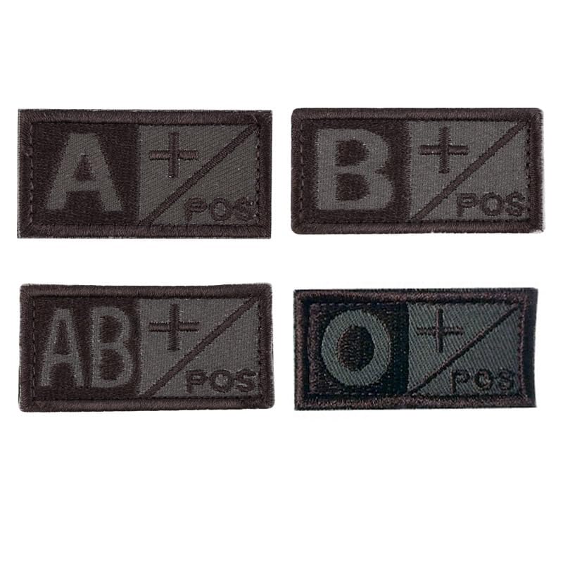 Embroidered Badges Fabric Armband Stickers A+B+O+POS NEG Tactical Blood Type Embroidery Patch Bundle 8 Pieces