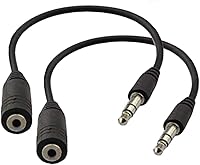 Vista 1 de Seadream Paquete de 2 adaptadores de audio de 6 pulgadas de 3 polos de 0.138 in macho a 0.098 in hembra de auriculares de audio extensor jack estéreo