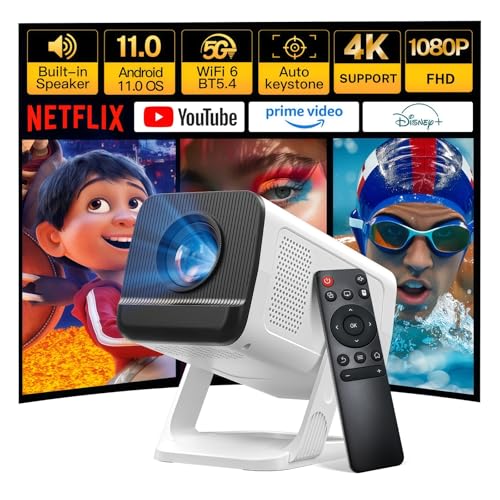 Mini Projecteur avec Wi-FI 6 & Bluetooth 5.4 [Apps intégrées & 2025 Upgraded] Supporte 4K 1080P...