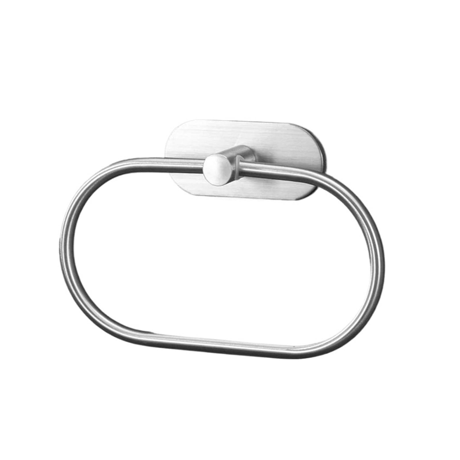 1pc Towel Ring Non-drilling 304 Stainless Steel Rack Black Holder Bathroom Toilet Hanger Oval Accessories(Brushed silver)