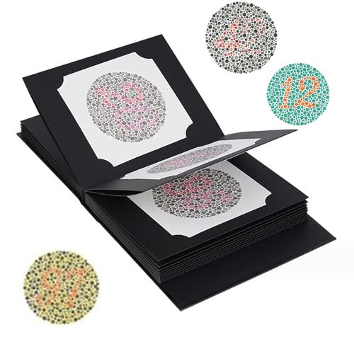 LHQYA Color Blind Test Chart, Ishihara Test Chart Books with 38 Plate,Hidden Digital Design/Classification Design, for Vision Care Center Hospital Optical Shop