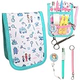 BASAMA ® Salvabolsillos Enfermeria +2 Porta Tijeras Enfermeria + Boligrafo de 4 Colores | Este Bolsillo Enfermera Organizador, es la Mejor Idea de Regalos para Enfermeras (Blanco Verde)