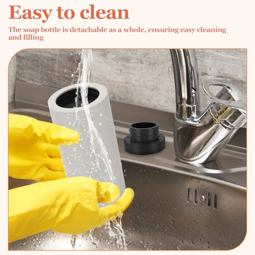 Image of Silicone Dish Soap Dispenser, Reusable Soap Dispenser, Easy to Fill to Use Dish Soap Squeeze Bottle, 240ml Dishwashing Liquid Dispenser Portable Hand Soap Bottle for Kitchen Sink (Grey)