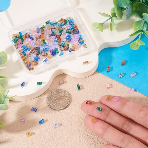 Perles rectangulaires en verre à 2 trous pour corriger les bracelets
