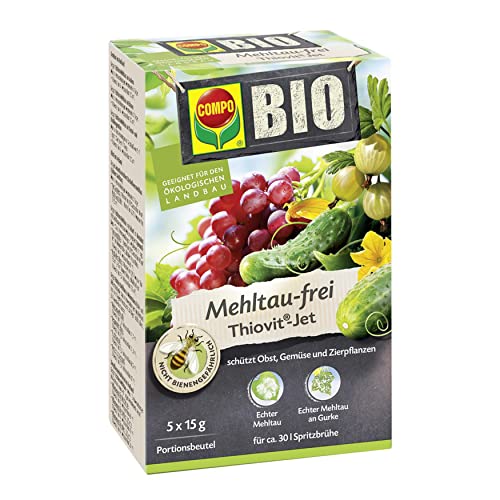 COMPO BIO Mehltau-frei Thiovit-Jet, Kontaktfungizid gegen Echten Mehltau an Obst, Gemüse und Zierpflanzen, 75 g