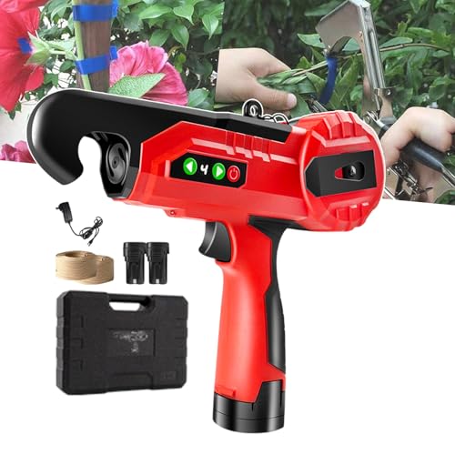 forplubossmmp Máquina Atadora De Plantas Eléctrica De 4 Engranajes, Máquina Atadora De Vides Eléctrica De Mano con Batería, Herramienta para Atar Ramas De Jardín con Guantes para Atar Vides, Liviana