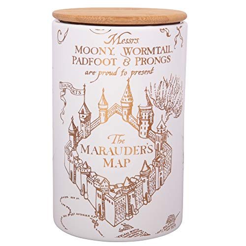 Harry Potter Marauder's Map Porcelain 3 Piece Canister Set - Three Sizes With Gold Marauders Map Design #TOP3