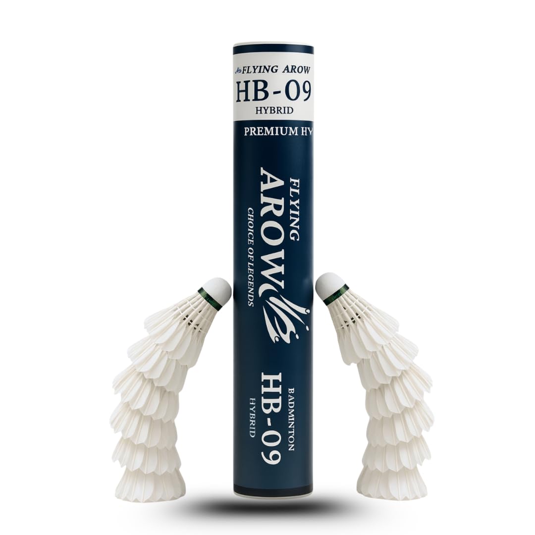 HB-09 Hybrid 3-in-1 Shuttlecock – Speed 77 | Durable Nylon + Feather Mix | Consistent Flight | Long Life | Pack of 12 by Flying Arow-image-22