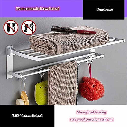Barres de serviette double couche avec étagère pliable anti-rouille
