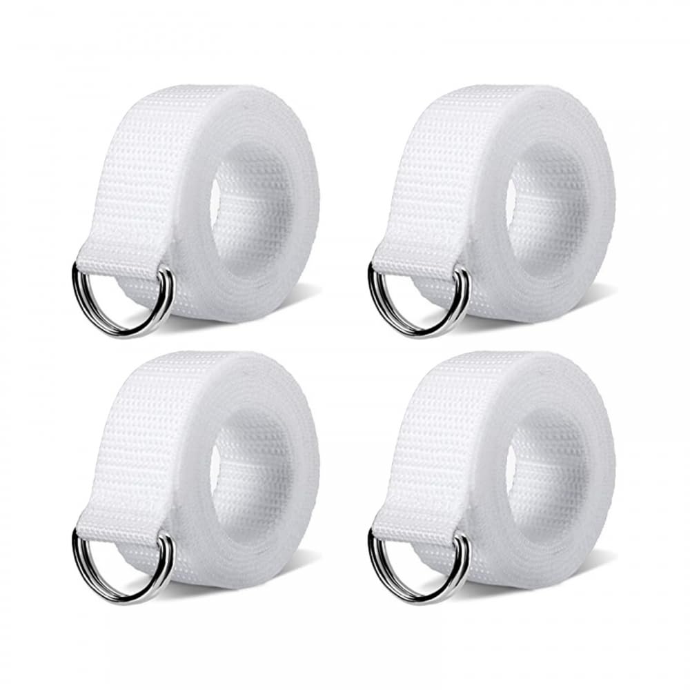 MiOYOOW 4PCS Web Fútbol Cinturón, 51 Pulgadas Blanco Cinturón D-Ring Cinturón para Hombres Mujeres Juegos Deportivos Ejercicios Juegos de Entrenamiento
