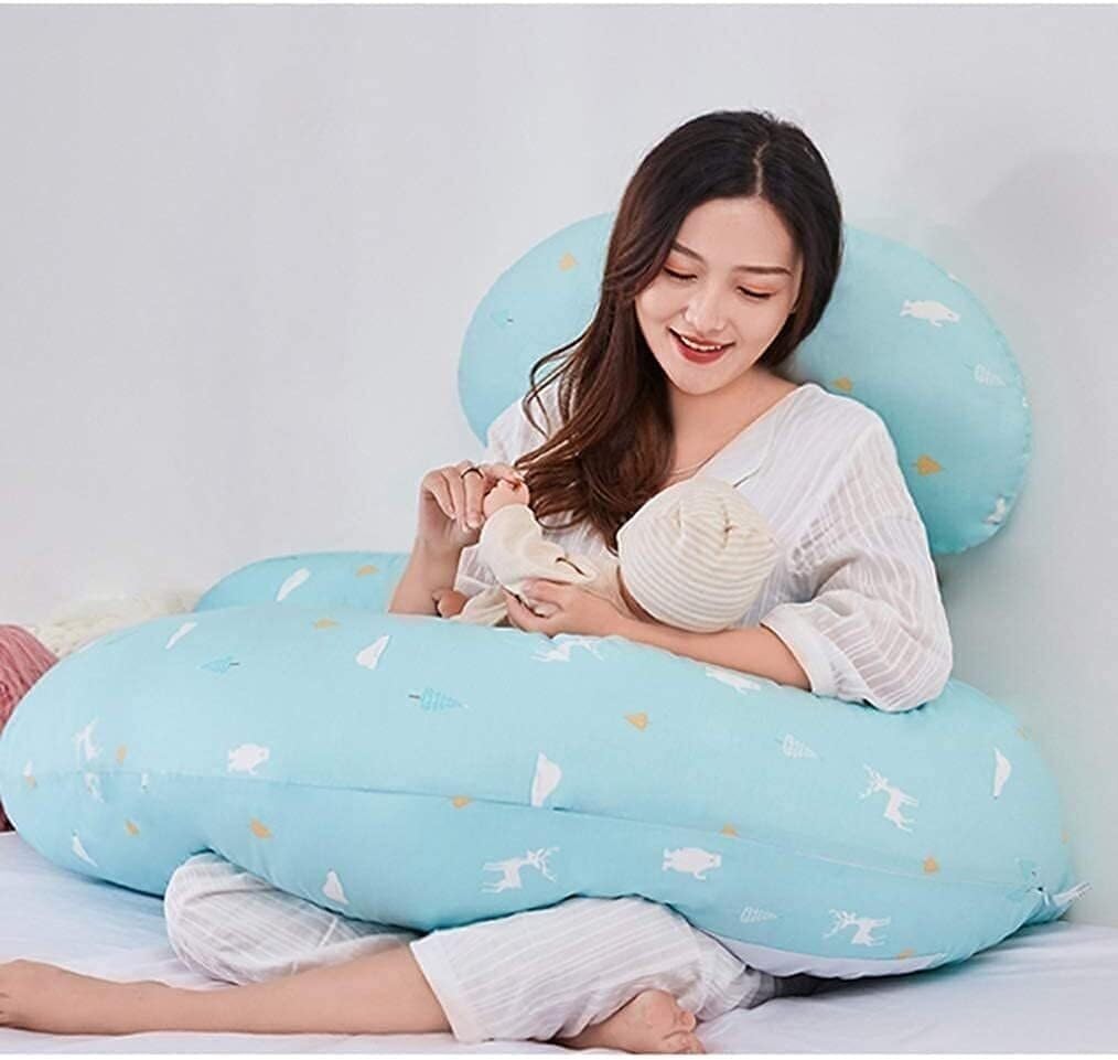 J-Shaped Full Body Pregnancy Pillow with Washable Cotton Cover, Maternity Support Cushion for Side Sleeping, Nursing, and Pain Relief – Ideal Gift for Expecting Mothers