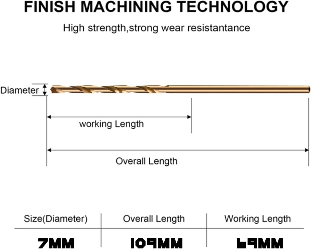 7mm Cobalt Drill Bits - 13 Pack M35 Cobalt Drill Bits with Storage Case - Perfect for Metal, Hardened & Stainless Steel, Cast Iron