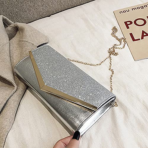 Image of Queena Womens Shiny Glitter Evening Clutch Envelope Handbag Chain Purse for Wedding Party Prom Gift for Mom Wife Girlfriend