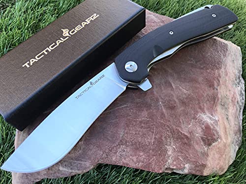 TACTICAL GEARZ Pocket Folding Knife, G10 Handle, D2 Steel Blade, Includes Sheath (Deimos) - TACTICAL GEARZ