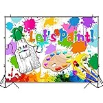 Avezano Let's Paint Party Backdrop for Kids 7x5ft Art Paint Birthday Party Photography Background Watercolor Colorful Graffiti Splatter Dress for a Mess Art Painting Party Photo Booth Backdrop - Image 4