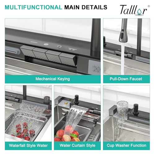 Waterfall-Kitchen-Sink-30-Inch-Drop-in-Multifunctional-Workstation-16-Gauge-Stainless-Steel-Smart-Kitchen-Sinks-with-Pull-down-FaucetCup-Washer-and-Mechanical-Keying-TLWF-0003 Waterfall Kitchen Sink 30 Inch Drop in Multifunctional Workstation 16 Gauge Stainless Steel Smart Kitchen Sinks with Pull down FaucetCup Washer and Mechanical Keying TLWF 0003