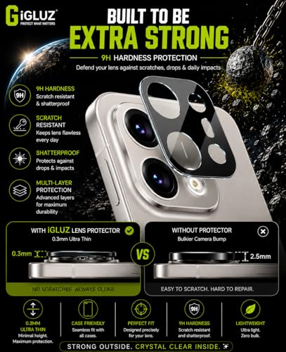 Image of iGluz Compatible with Oppo Find X9 Pro Camera Lens Protector (1 Pack) | Premium 9H Tempered Glass Camera Guard | Ultra Clear HD | Scratch Resistant | Case Friendly Fit | Bubble Free Easy Installation