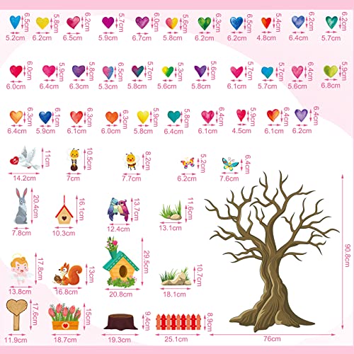 155 Pcs Classroom Tree Bulletin Board Set Valentine's Day Colorful Hearts, Tree Decoration , Cutouts Wall Decor For Elementary School Chalkboard Supplies (Heart Style) #TOP2