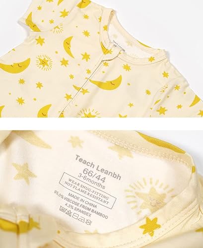 Miniatura 2 de Teach Leanbh Paquete de 2 pijamas de viscosa de bambú para bebés niños y niñas, con cremallera de 2 vías, mameluco de manga corta para dormir y jugar