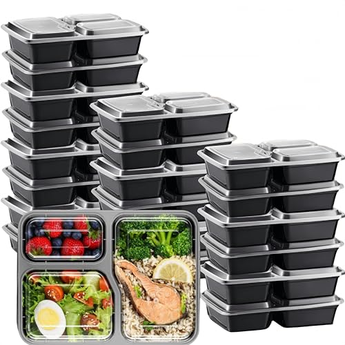Opiniones de Topper con divisiones los más recomendados. 41 Contenedores de Preparación de Comidas, 20pcs Contenedores para Alimentos Reutilizables de 34 oz, Meal Prep Containers con 3 Compartimentos con Tapas, Aptos para...