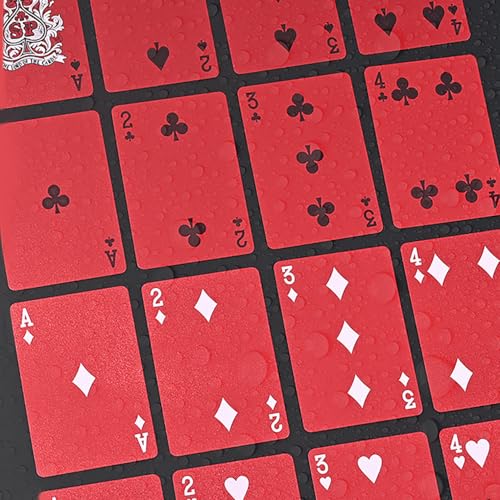 syiyunran Kunststoff Wasserdicht Spielkarten - Roter Drache Muster Kartendeck 1 Deck, Abmessungen 5,7 x 8,7 cm, Goldfolie Kreative Karte Kartenspiel Gesicht Gefrostet Poker Pokerkarten – Bild 6