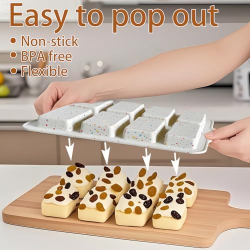 AVIDON Silicone Mini Loaf Pans, Nonstick silicone baking molds for baking small cakes, loaf, bread, 8 Cavity small Meatloaf Pans 2 packs - Thumbnail 5