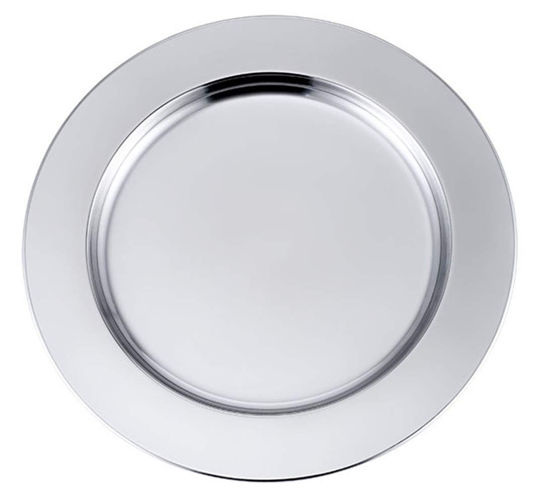 Insun 6 Pezzi Vassoi da Portata in Acciaio Inossidabile Vassoi Rotondo Rivestimento per Feste, Funzioni, Buffet, Catering Argento 33cm Diametro