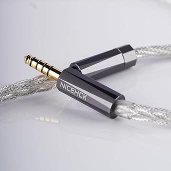 NICEHCK SnowLuna Earbuds Upgraded Cords, 7N Silver Plated OCC IEM Cable, Aluminum Copper Alloy Balanced Cables, in Ear Monitor Cord for Audiophile Musician (4.4mm with 2Pin)