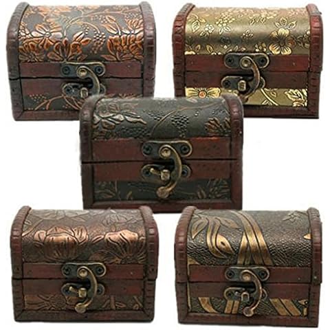 1pc Necklace Earrings Bracelet Storage Vintage Retro Wooden Jewelry Box Case,Random Color Pattern Cover