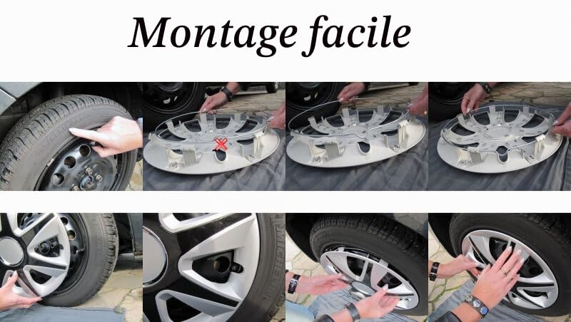 Lot de 4 enjoliveurs compatibles avec Fiat Ducato Revo-Van 15" Noir