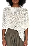 SHU-SHI Womens Sheer Popcorn Poncho Shrug Lightweight Knit Summer Cape Off-White