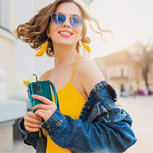 Mincyb Wallet Case Compatible With Iphone 13 Pro Max, Zipper Case With Rfid Blocking Card Holder Slot, Magnetic Detachable Zipper Purse With Wristlet Strap, Leather Cover For Iphone 13 Pro Max. #TOP6