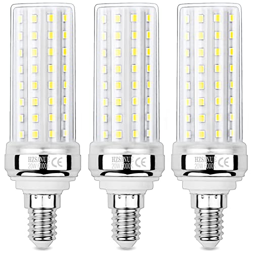 HZSANUE LED Lampadina Mais 20W, E14 Piccole Vite Edison Lampadina, 6000K Bianco Freddo, 2200LM, 150W Lampadine Incandescenza Equivalenti, Non Dimmerabile, Confezione da 3